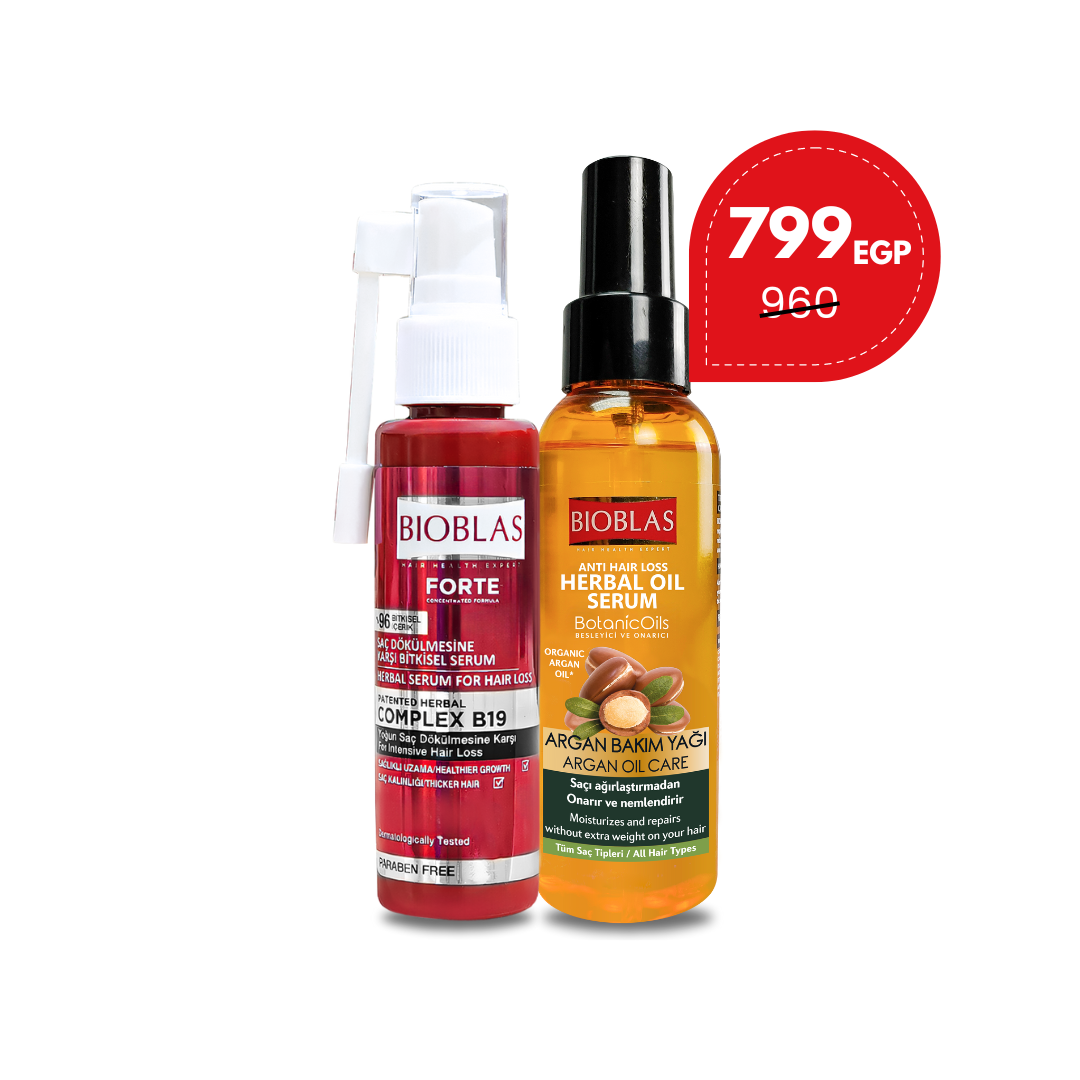 Bioblas Forte Anti-Hair Loss Intensive Herbal Serum 60Ml + Bioblas Anti-Hair Loss Herbal Oil Argan Care 65 Ml