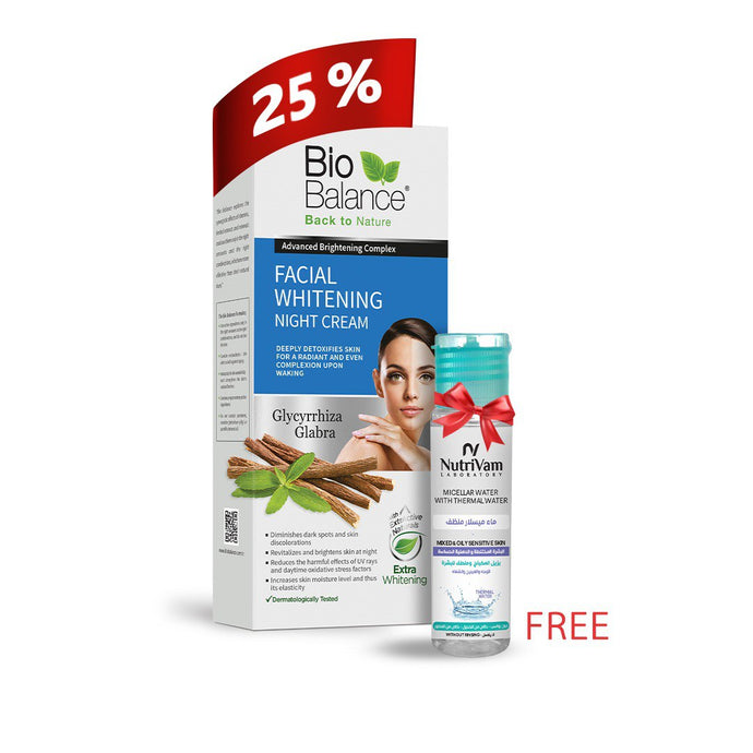 Biobalance Facial Whitening Night Cream 55Mg (25% Discount ) + Free Nutrivam Micellar Water 35 Ml