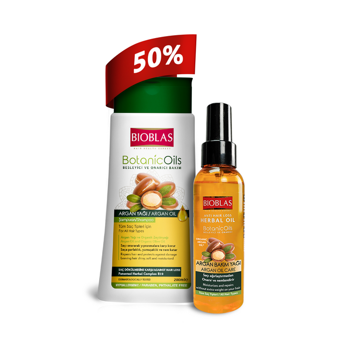 Bioblas Argan Shampoo 200 ml + Bioblas Anti Hair Loss Herbal Oil Argan Care 65 ML  - (50% On Shampoo)