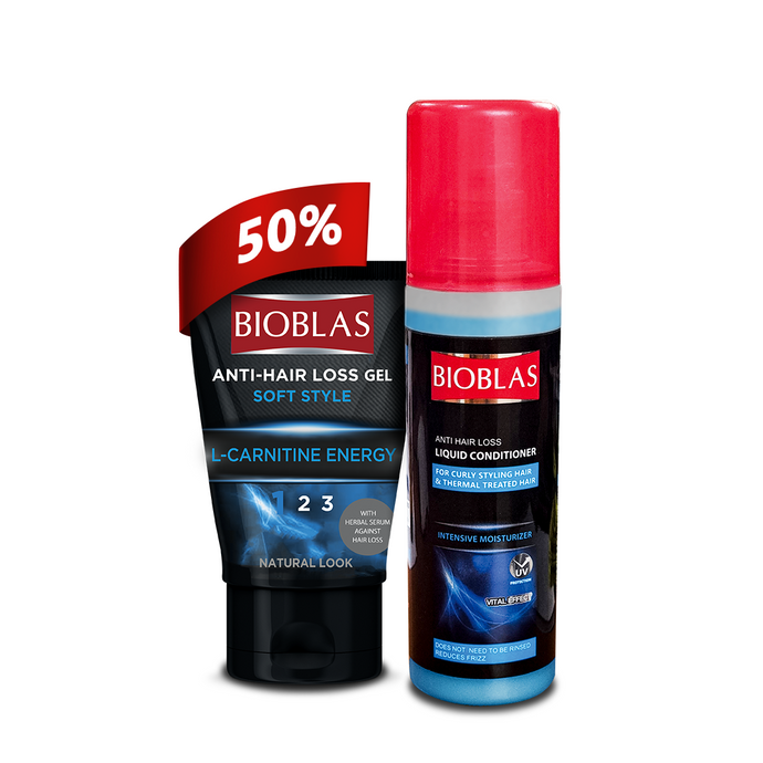 Bioblas Anti Hair loss liquid Conditioner for Curly hair 200 ML + Bioblas Anti Hair Loss Gel Curly 150 ML Offer (1+ 50%) - code:(900283)