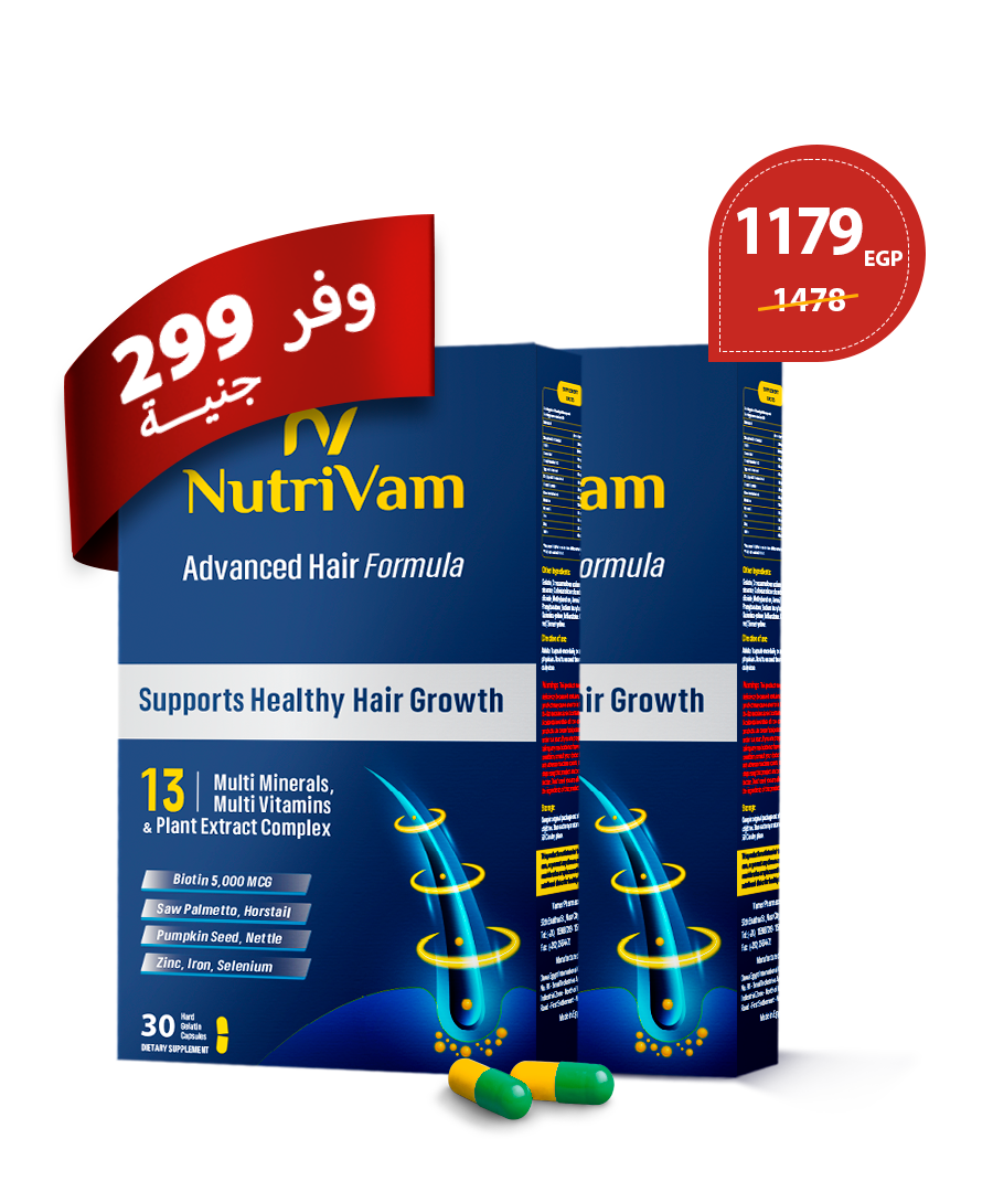 Nutrivam Advanced Hair Formula -30 Capsule - 2 Packs / 6 Month Course