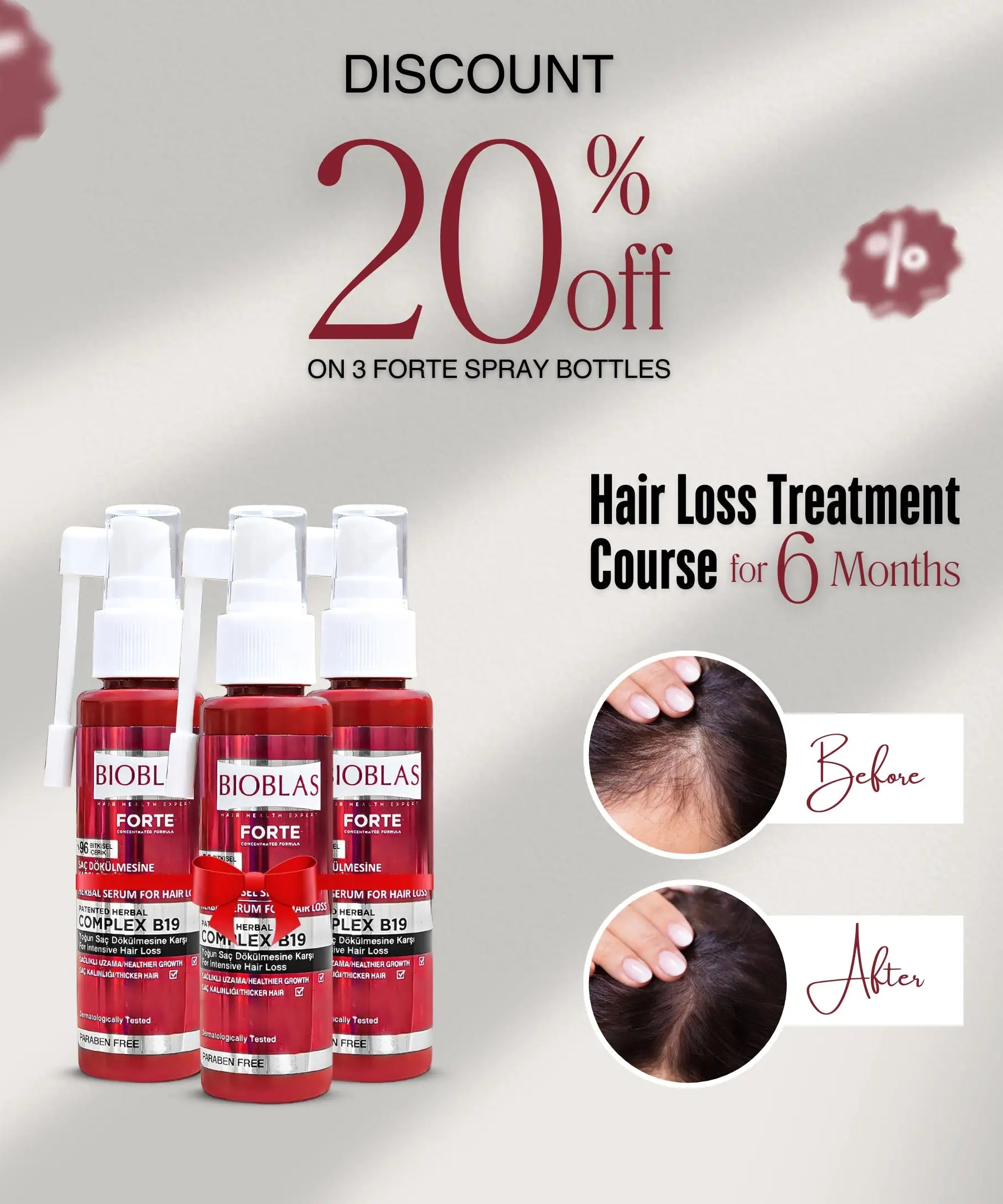Bioblas Forte Anti-Hair Loss  Intensive Herbal Serum 60Ml - 3 Packs / 6 Month Course