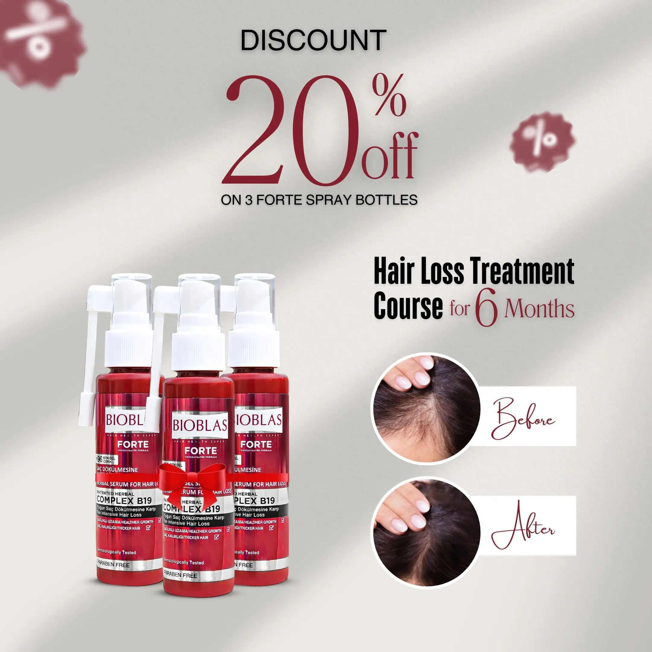 Bioblas Forte Anti-Hair Loss  Intensive Herbal Serum 60Ml - 3 Packs / 6 Month Course