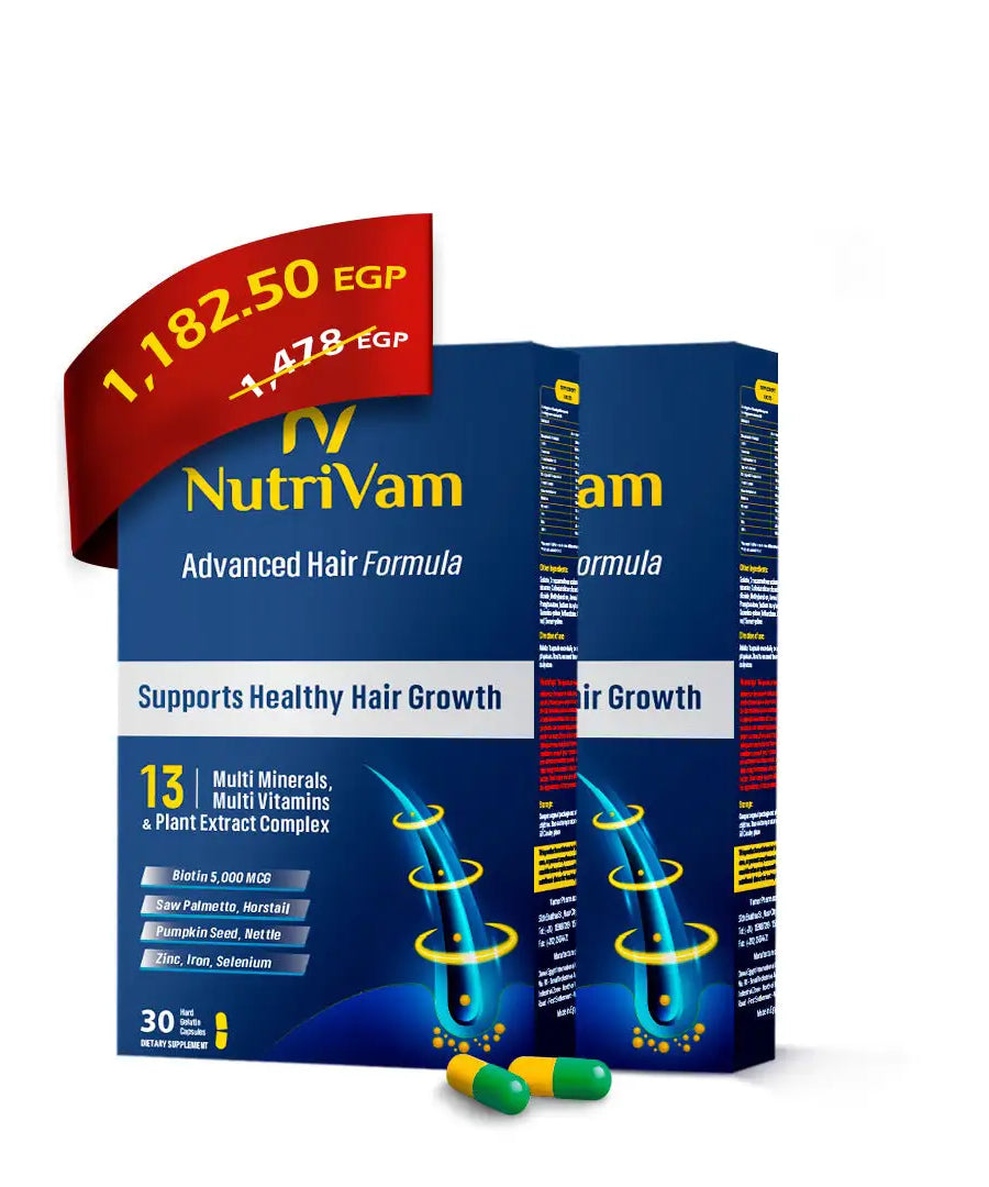 Nutrivam Advanced Hair Formula -30 Capsule - 2 Packs / 6 Month Course